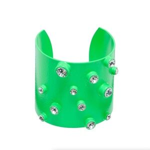 Bold Neon Green Studded Cuff Bracelet – 60mm Wide